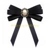 49MD Pearl Ribbon Brooch Pin Bow Tie Vintage Pre-Tied Collar Jewelry Bowknot Necktie