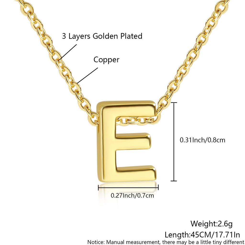 26 Large Capital English Letter Necklace Polished Smooth Hole-Punched Pendant Fine Chain Women's Item