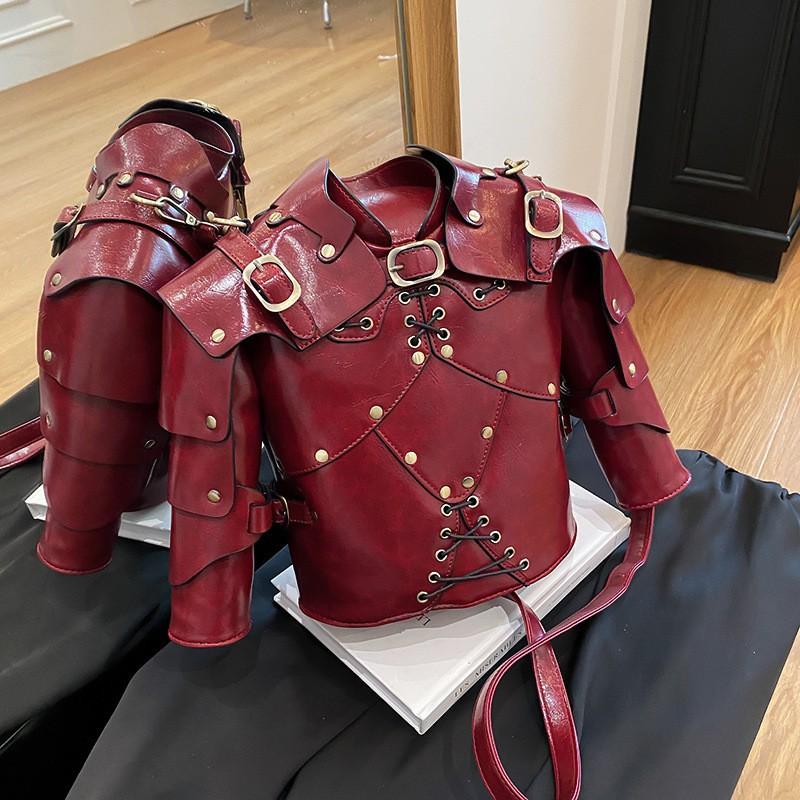 Креативная ретро сумка-наплечник в стиле панк, унисекс, для улицы, нишевый дизайн, мотоцикл 30x12x30cm вино красного