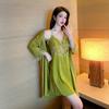 New women's sexy suspender two-piece set women's summer fashion thin ice silk suspender skirt lace edge pajamas
