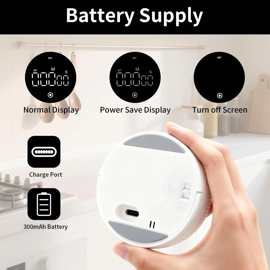 Smart Digital Timer with Magnetic Back, 999-Minute Countdown Clock, Large LCD Display Time Management Tool for Study Cooking
