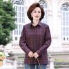 2026 Women's Spring/Fall Loose Cotton Plaid Lapel Shirt for Middle-aged & Elderly - Long Sleeve