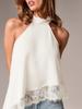 European & American Women's Summer Satin Halter Top with Lace Trim