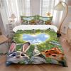3pcs Zootopia Love Judy and Nick Quilt Cover Set (1 Quilt Cover + 2 Pillowcases Without Pillow Core), High-Definition Printing for Home and Dormi