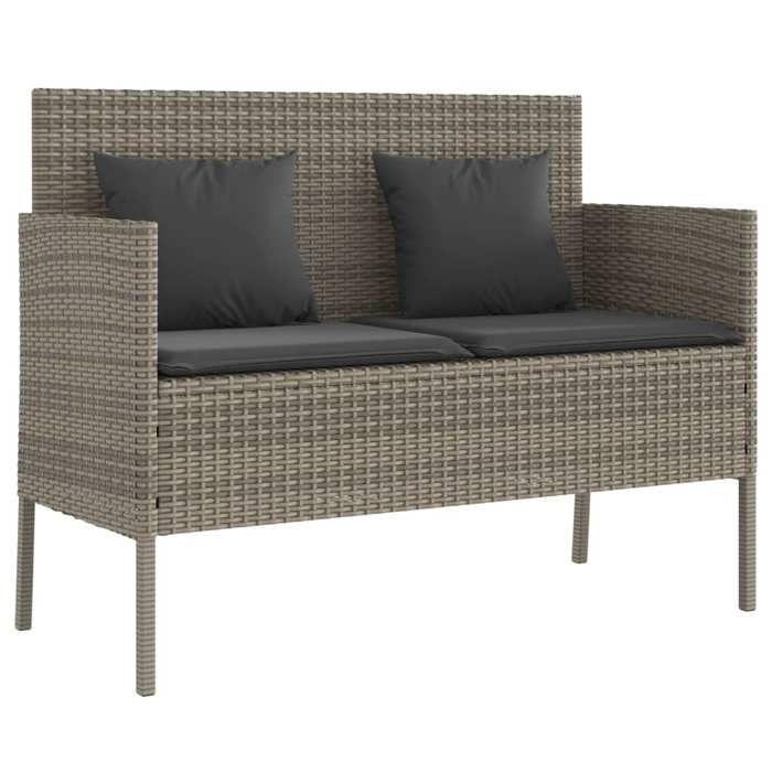 VidaXL Garden Bench with Cushions, Patio Seat, Terrace Chair, Outdoor Backyard Balcony Park Furniture, Grey 365773