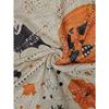 Women'S Halloween-Themed Off-Shoulder Top - V-Neck, Bat & Pumpkin Print, Loose Fit, Long Sleeve, Perfect for Vacation or Casual Outings
