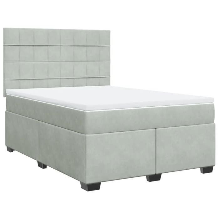VidaXL Sommier à lattes de lit et matelas Gris clair 160x200cm Velours, lit, lit à plate-forme, lit à panneaux, meuble de 3293254