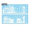 Christmas Village Window Decoration 2Pcs Town Static Glass Sticker Reusable Decal with Snowflake Indoor Outdoor Stickers Pattern Decorative