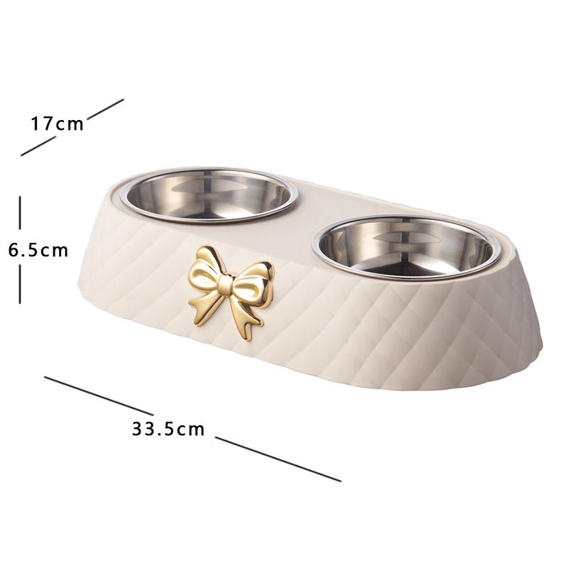 

Stainless Steel Non-Slip Double Pet Bowl with Bowknot Design - Anti-Tip, Anti-Black Mouth