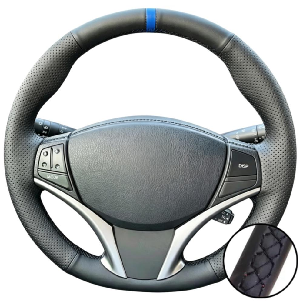 Hand Stitched Wear Resistant Perforated Non-slip Artificial Leather 2014-2016 Steering Wheel Cover For Toyota Yaris Vios