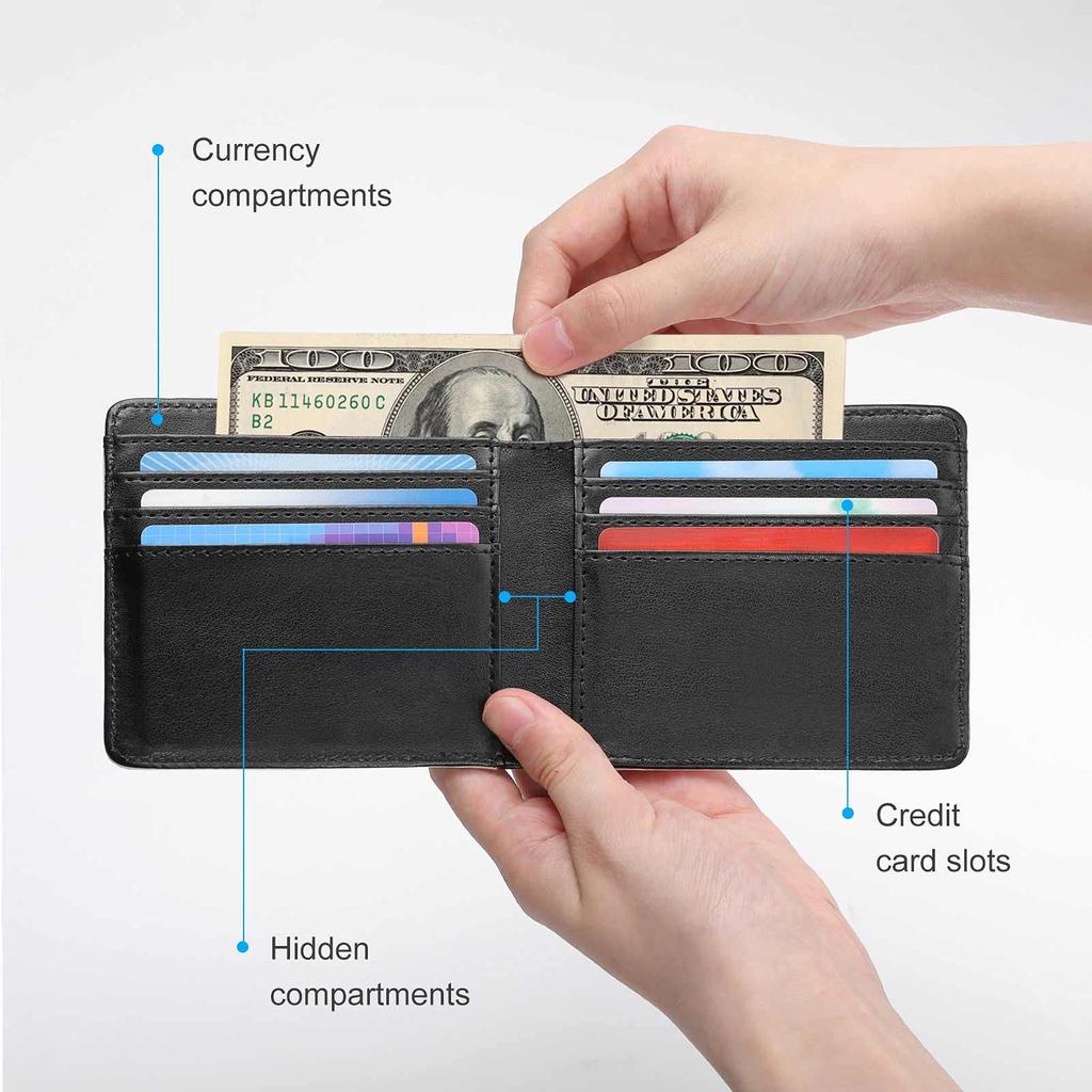 Symphogear Men's Bi-fold Leather Wallet with Coin Purse, Women's Bi-fold Wallet, Slim Wallet, Small Wallet, Popular, Business, Coin Purse, Father's Da