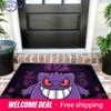 Anime Pokemon Gengar Purple Neon Style Print Non-slip Doormat, Soft Absorbent Floor Rug for Bathroom Bedroom Entrance, Home Deco