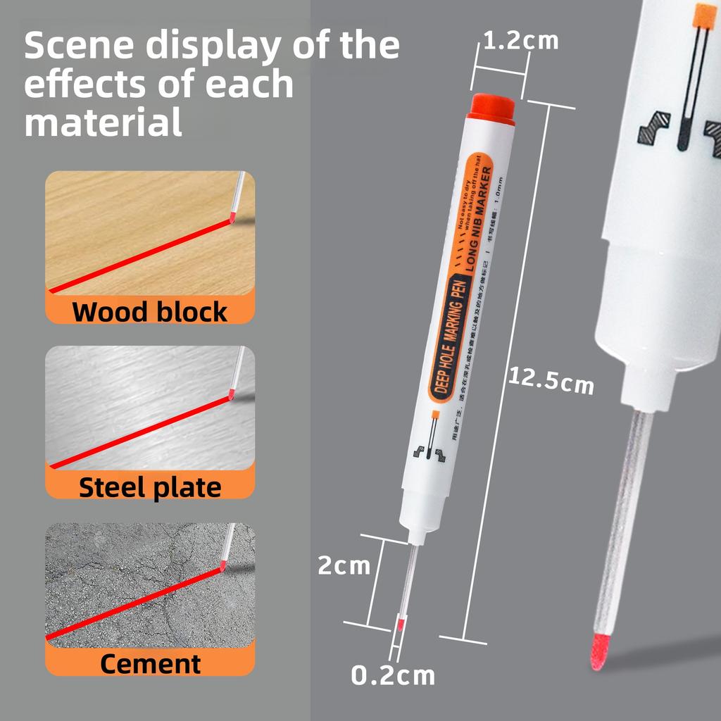 Deep-hole long-nose marker pen, building oil-based pen, carpentry marking pen, tile long-nose quick-drying marker pen