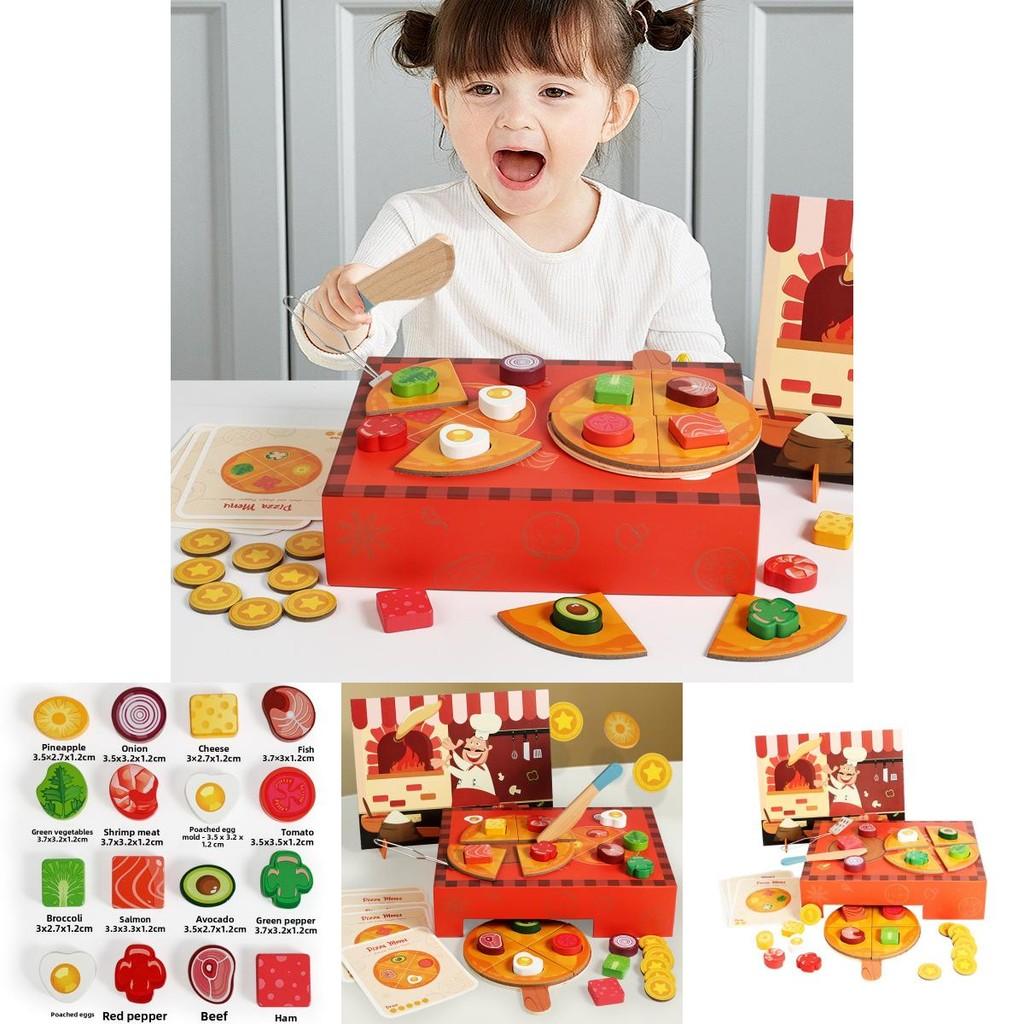 Wooden Simulation Pizza Making Children Toy Set For Toddlers And Kids
