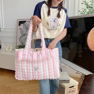Spring and Summer New Pleated Bubble Large Capacity Shoulder Cloud Bag Commuter Canvas Bag Handbag