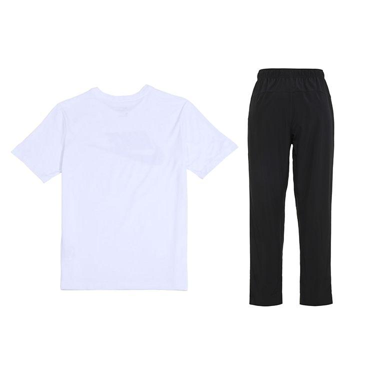 Nike Loose Fit Round Neck Logo T-Shirt And Elastic Waist Long Pants Casual Sports Set Men Sets AR5005-101+FB7491-010