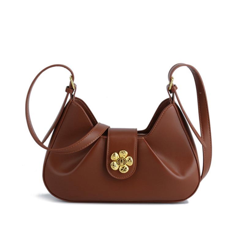 IELGY pleated underarm commuter bag, shoulder crossbody flower lock baguette bag