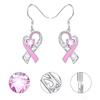Silver Vintage Pink Crystal Heart Earrings For Women Girl Trend Dangle Earring Jewelry Prevent Allergy Party Accessories