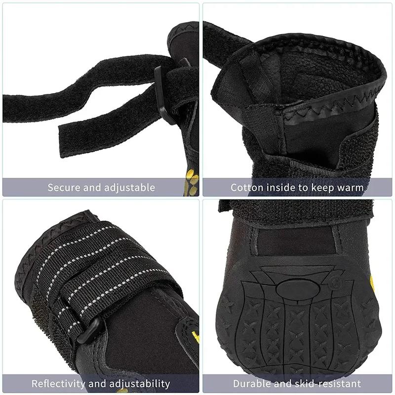 Dog Shoes for Large Dogs Medium Dog Boots & Paw Protectors for Winter Snowy Day Summer Hot Pavement Waterproof Anti Slip Sole