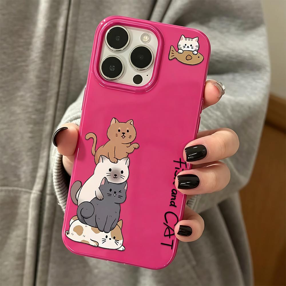 Aesthetic Anti Drop Phone Case For Iphone 13 17 Air 15 Plus 11 Pro Max 14 16 12 Lightweight Portable Stylish Cat Bumper
