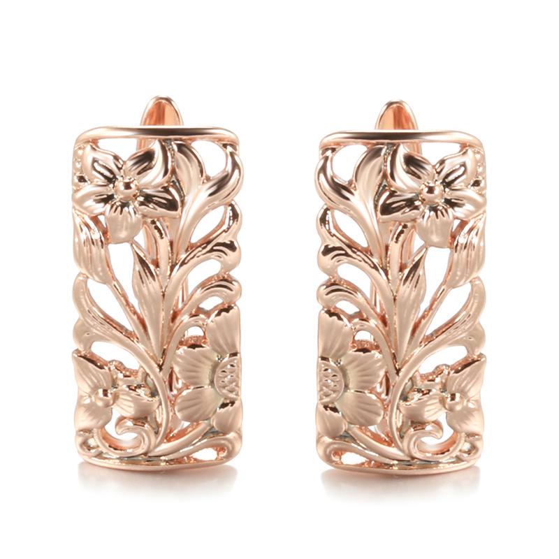 

Elegant 585 Rose Gold Floral Hoop Earrings for Women - Stylish and Minimalist Design