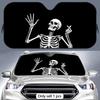 Funny Skeleton Sun Visor Aluminum Foil Windshield Sunshade with Reflective UV Protection Heat Insulation Foldable Fit