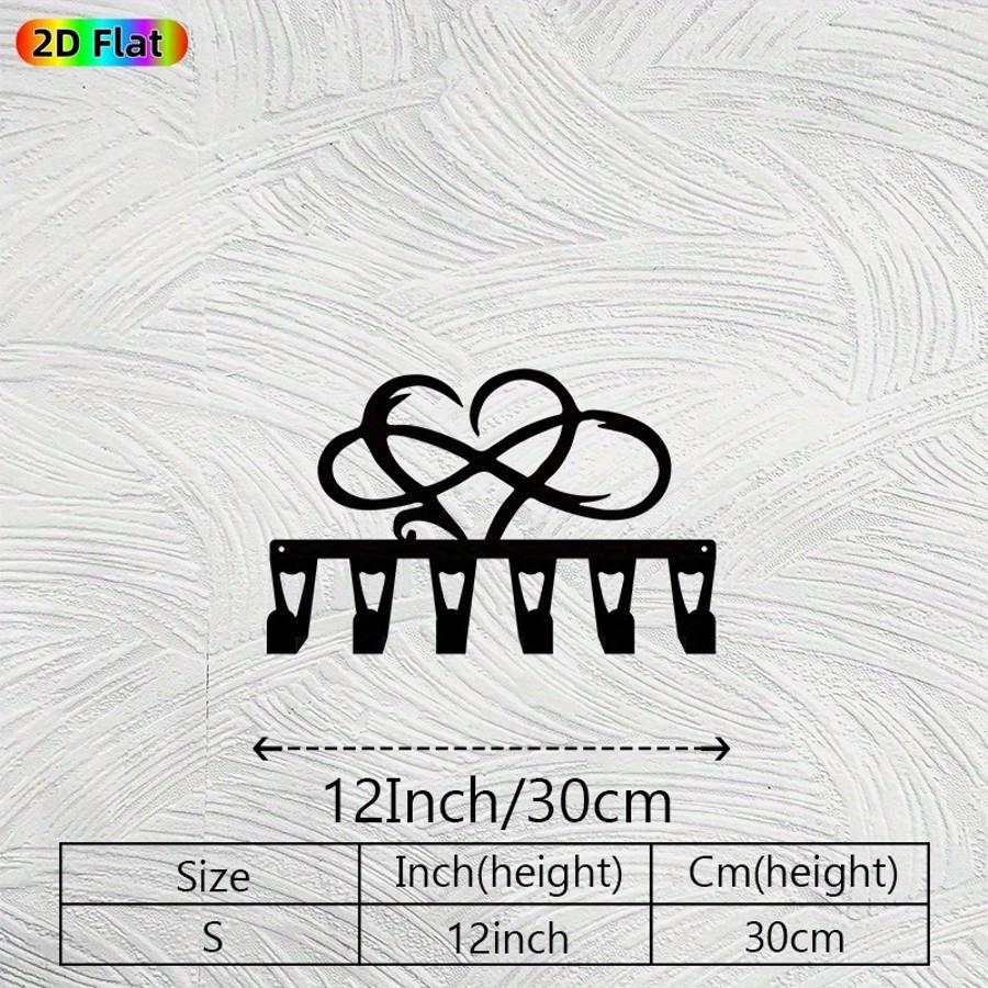

Minimalist Infinity and Heart Key Holder Heavy Iron Wall Decor with 6 Hooks Valentine Wedding Entryway Gift