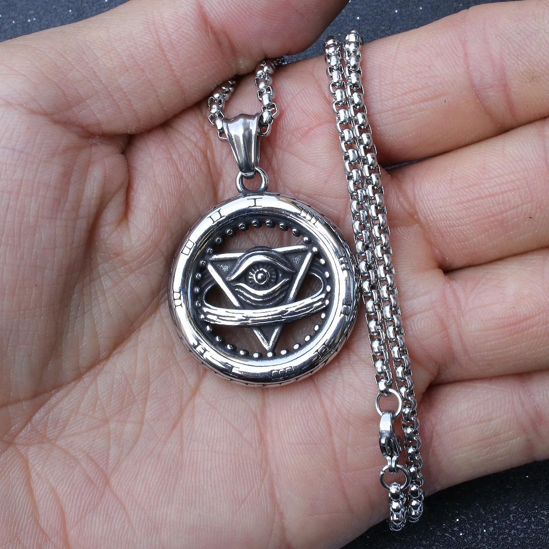 Fashionable Devil s Eye Tire Pendant, Trendy and Versatile, Hip-hop Titanium Steel Men s and Women s 60CM