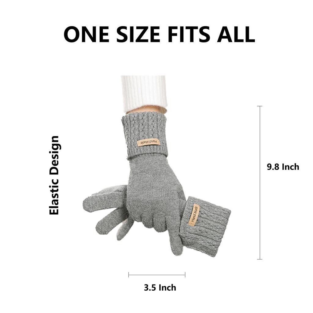Winter Knitted Gloves Windproof Warm Women Touch Screen Driving Gloves Thickened Elastic Anti-Cold Full Finger Cycling Gloves