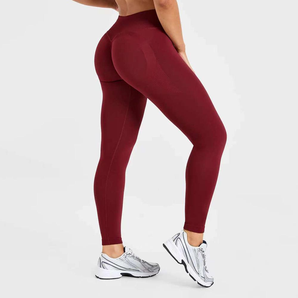 Hochelastische nahtlose Yoga-Leggings: Einfarbig, Hüfthebend, Fitness-Formhose für den europäischen und amerikanischen Markt