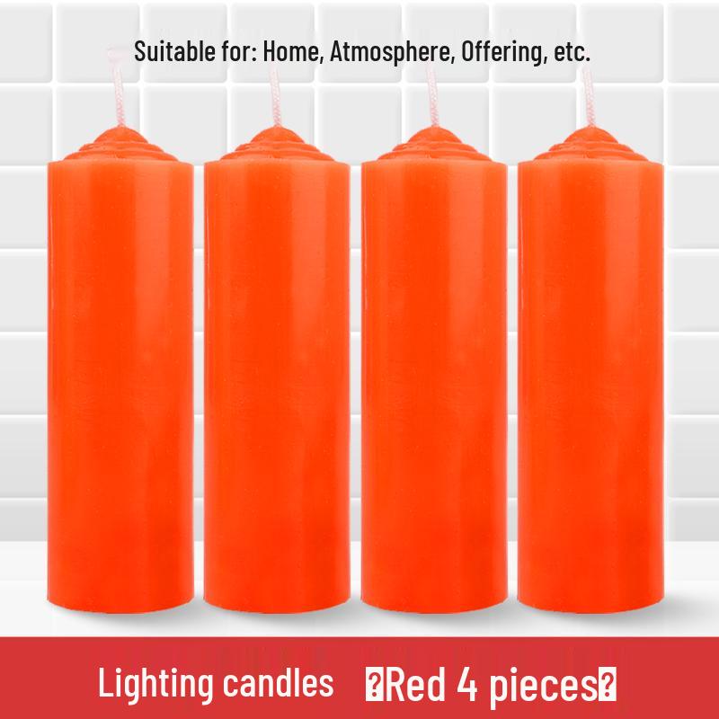 Smokeless Odorless Long-Lasting Emergency Candles: White, Yellow, Red, Thick Cylindrical for Holidays