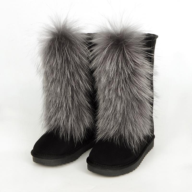 2025 Mao Mao boots children winter thick-soled high-heeled warm-fitting medium tube snow boots boots wear high-top fox hair