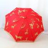 Elegance Red Wedding Lace Umbrella: Long Handle, Sun & Rain Protection for Brides