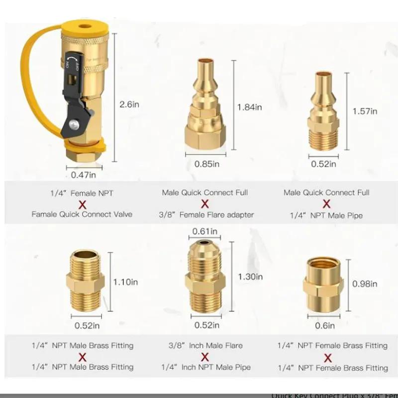 Propane Quick Connect 7pcs Set for Low Pressure RV Gas Appliances Compatible with Camping Stoves Heaters Grills and Fire Pits