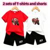 Outdoor Street Motorcycle Rennwagen Muster Druck Nr. 93 Kinder T-Shirt und Shorts 2-teiliges Set Sommer Haus Freizeit Outfit Jungen und Mädchen Sport Set
