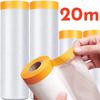 1 Rolls 4x20m Tape and Drape, Pre-Taped Masking Film, Adhesive Plastic Painting Drop Film, Multi Use Paint Masking Paper