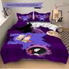 Ghostly Cat Purple Printed 3pcs Bedding Set Soft Microfiber 1 Duvet Cover And 2 Pillowcases Home Bedroom Decor Xmas Gift K1795