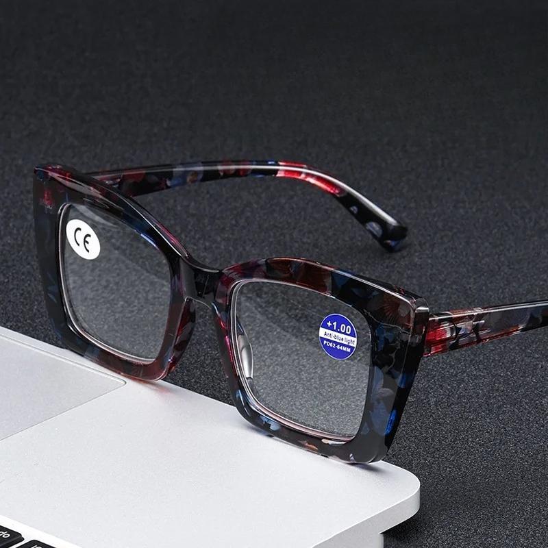 Neue Großrahmen Anti-Blaulicht Alterssichtigkeit Brille Mode Gemustert Federbein Vielseitige Brille Ultraleichte Unisex-Brille