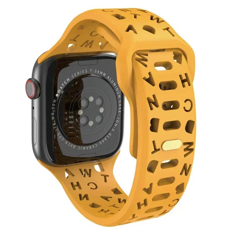Silicone Sport Band For Apple Watch ultra Band 49mm 40mm 41mm 42mm 49mm 44mm 45mm Rubber correa Strap iwatch series 11 10 9 8 7 Ultra 3 2 1