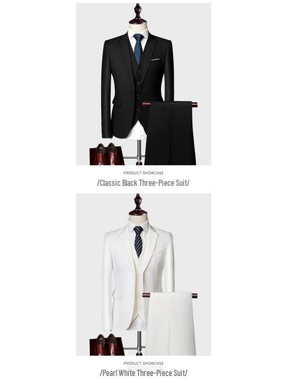 Men's Business Casual Red Three-Piece Suit Set 2024 - QT3002-533