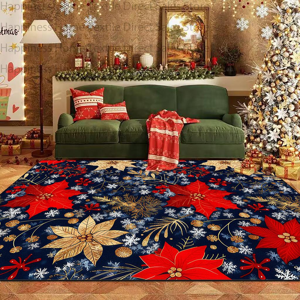 Modern Christmas Xmas Tree Print Living Room Decoration Carpet Non-slip Washable Bedside Mat Soft Easy Clean Restaurant Carpets