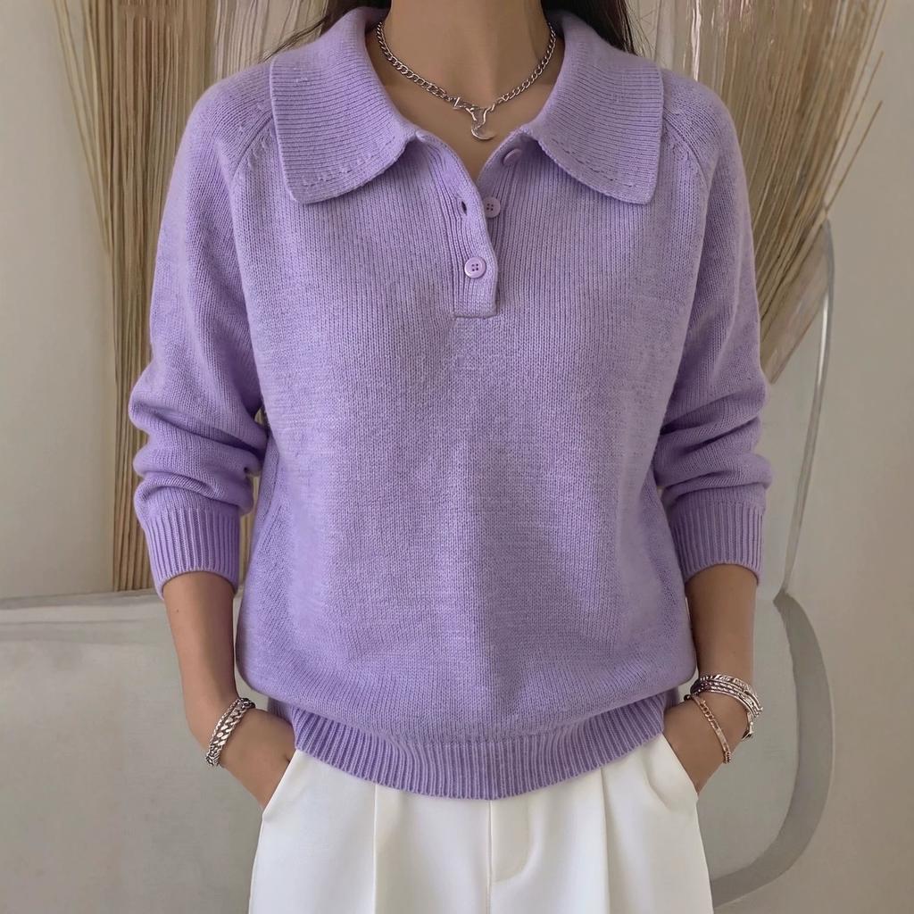 YYFS Women's Fashion Casual Fall Winter Solid Color Print Long Sleeve POLO Neck Sweaters