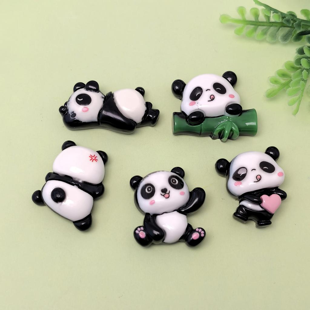 Nouveaux 100Pcs Bambou Panda Résine Cabochons Plat Dos Dessin Animé Animal Perles Sans Trou pour Scrapbooking DIY Fabrication de Bijoux