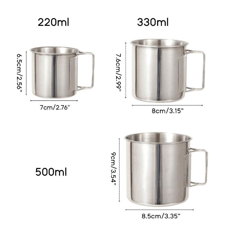 Water Mug Cup with Foldable Handle 220/330/500ml Camping Hiking Mug Beer-Cup