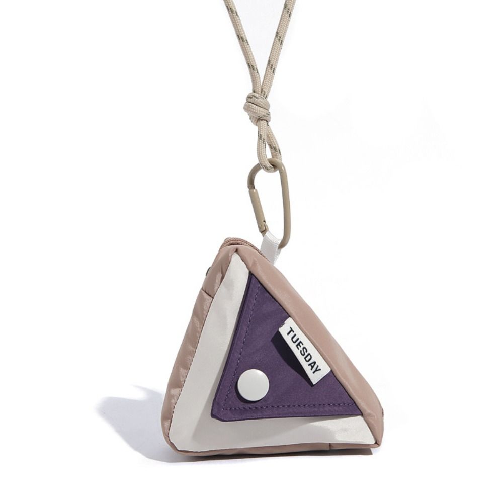 Dreieckige Münzbörse zum Aufhängen am Hals, Schlüsselaufbewahrungstasche, Lanyard, kontrastierende Farben, Brieftasche, Kopfhörertasche, Nylon, Tasche für kleine Gegenstände, Outdoor