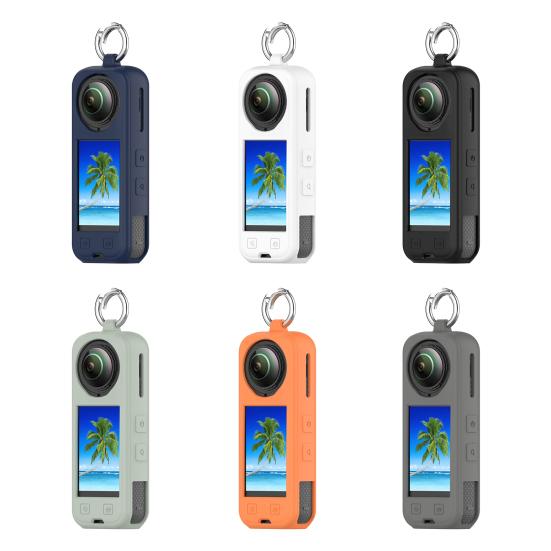 Silicone Protective Case for Insta360 X5 Portable Shockproof Action Camera Protector Cover Sleeve Shell with Metal Ring Sports Camera Accessories