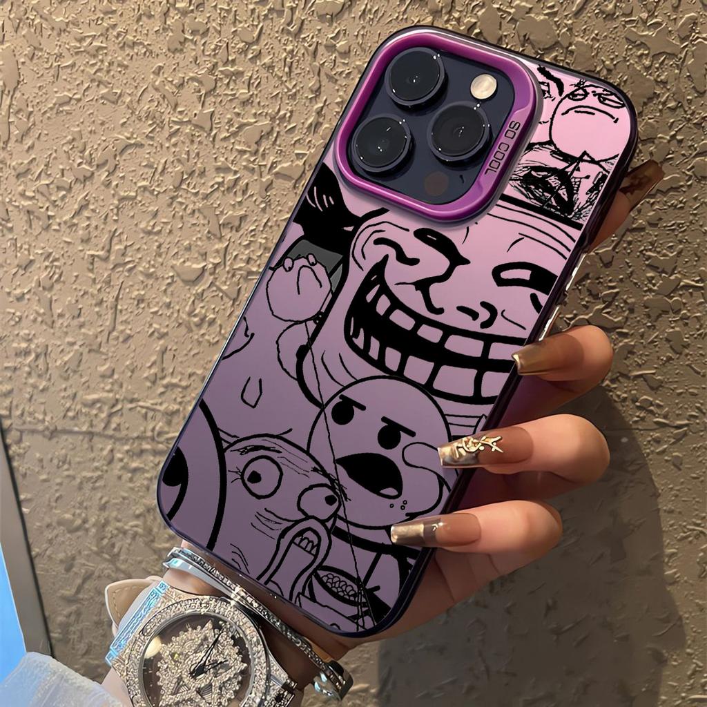 Funny Meme Trollface Phone Case For iPhone 17 16e 16 15 14 13 12 11 Mini Pro Max X XR XSMAX 8 7 Air Plus Anti Fall Matte
