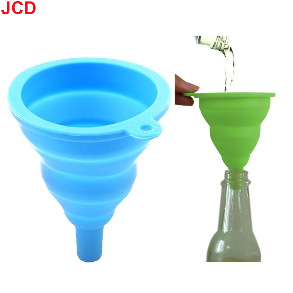 JCD 1pcs Silicone Collapsible Foldable Funnel Household Kitchen Cooking Tools Portable Wine Mini Portable Oil Pot Funnel