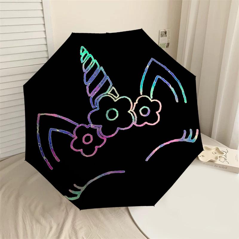 

1PC unicorn flower Umbrella-8-Rib Reinforced Portable Folding Travel Suitable for All Seasons Outdoor Daily Use-Z0486