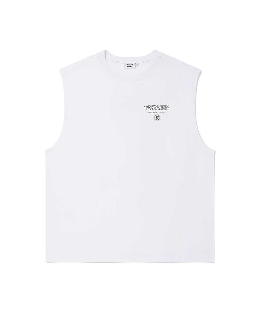 WACKY WILLY Summer Print Sleeveless T-Shirt White